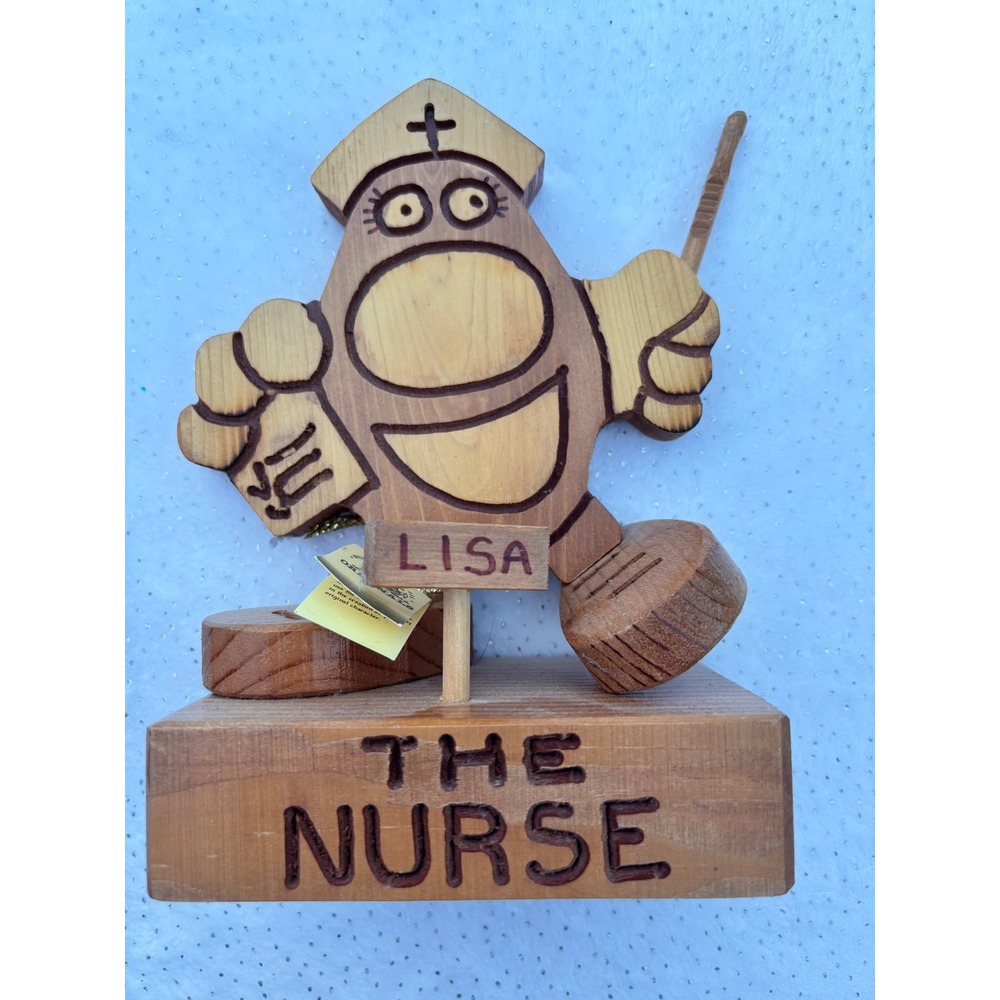 Vintage 1981 Don Mars Originals Lisa The Nurse Handcrafted Wood Figurine USA